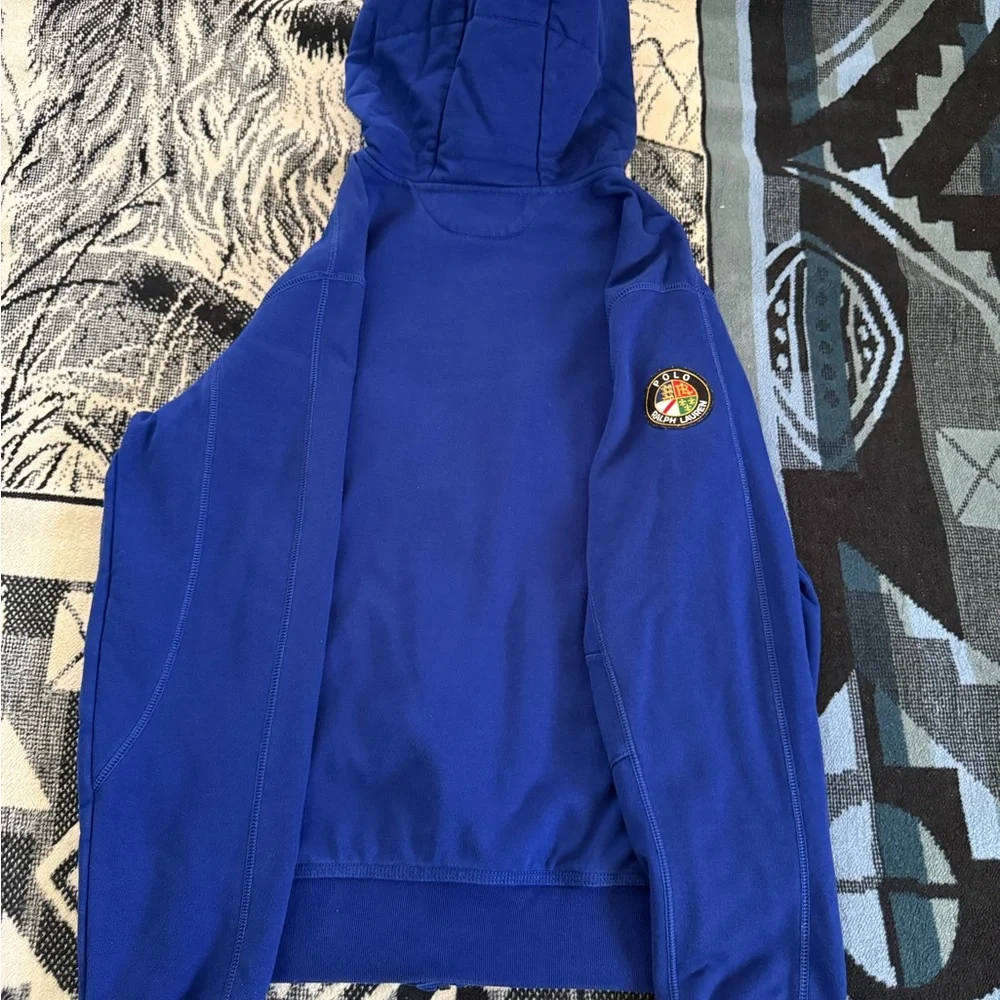 Polo Ralph Lauren Double Knit/Quilted Cookie Patch Royal Blue/Orange Zip Jacket